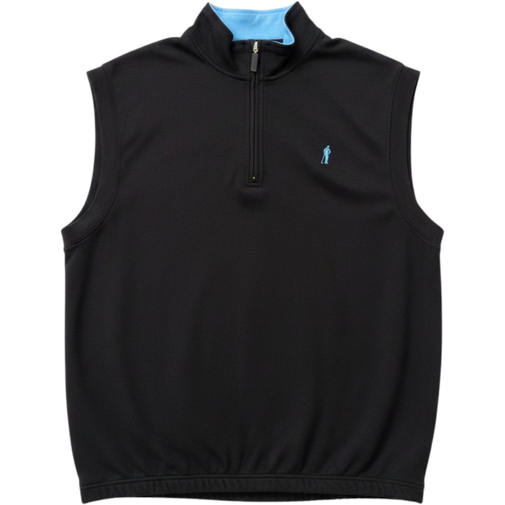 Payne Stewart Golf Vest Mens XL Black 1/4 Zip Sleeveless 100% Cotton Pullover
